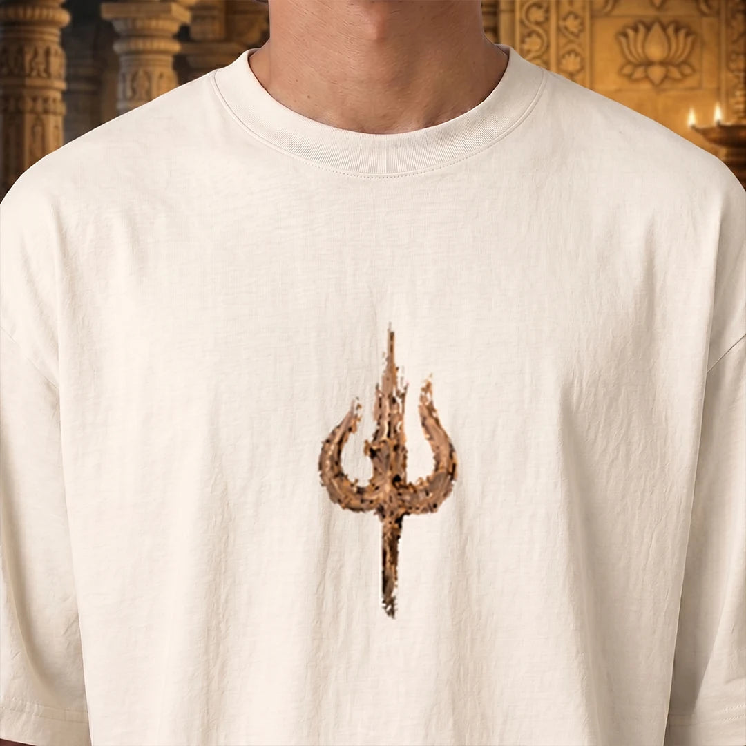 Premium Drop Shoulder T-Shirt | Shiva & Parvati Divine Print | 240 GSM Heavyweight