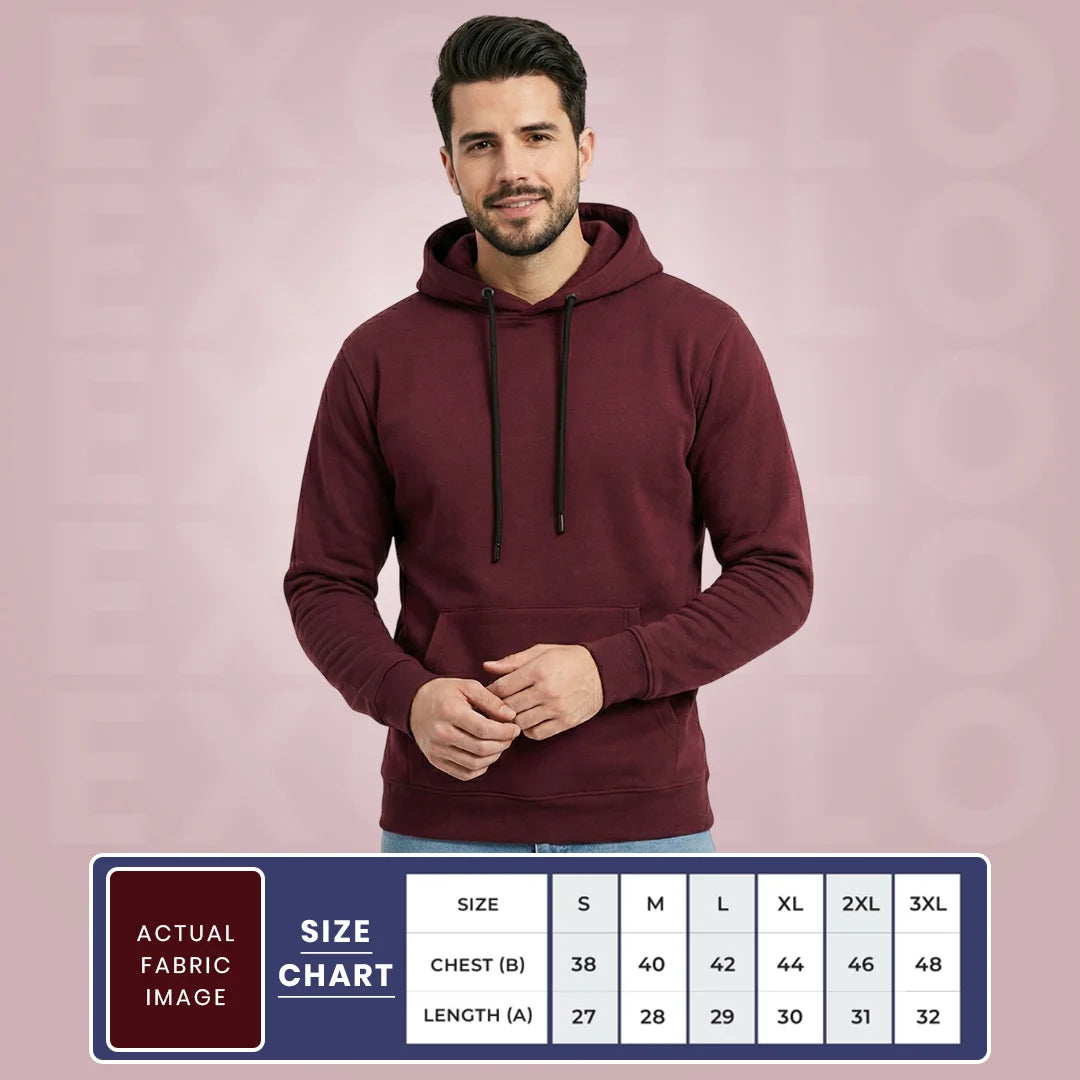 Men's Premium Solid Hoodie | Classic Regular Fit Cotton Blend Pullover Hoodie with Kangaroo Pocket | Essential Casual Winter Streetwear