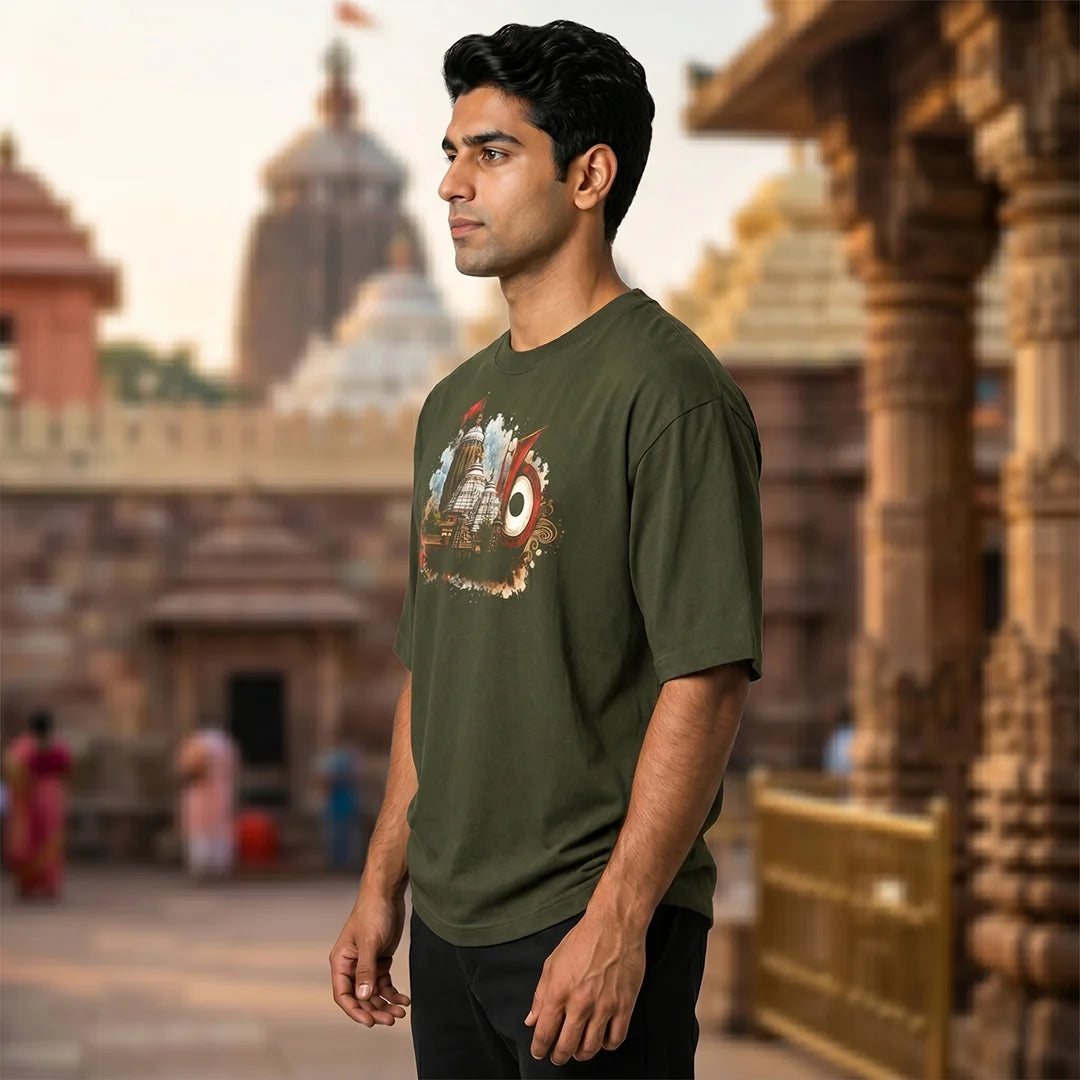 Premium Puri Jagannath Temple Graphic Oversized T-Shirt - 240 GSM Pure Cotton