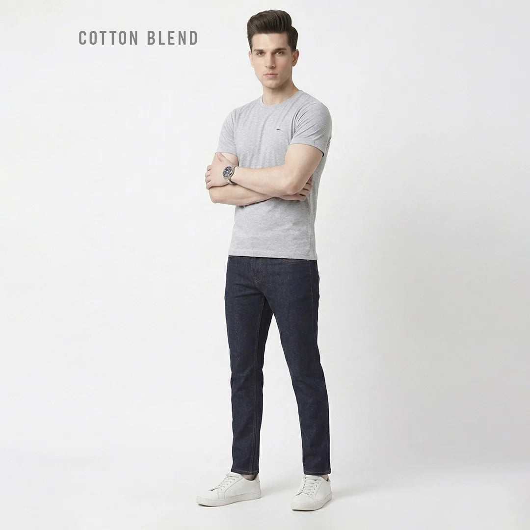 Premium Men's Cotton Blend T-Shirt | 180 GSM Bio-Washed | Excello Embroidered Logo