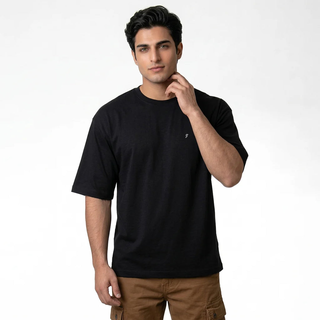 Premium 240 GSM Heavyweight Oversized T-Shirt – 100% Pure Cotton Minimalist Chest Logo Tee
