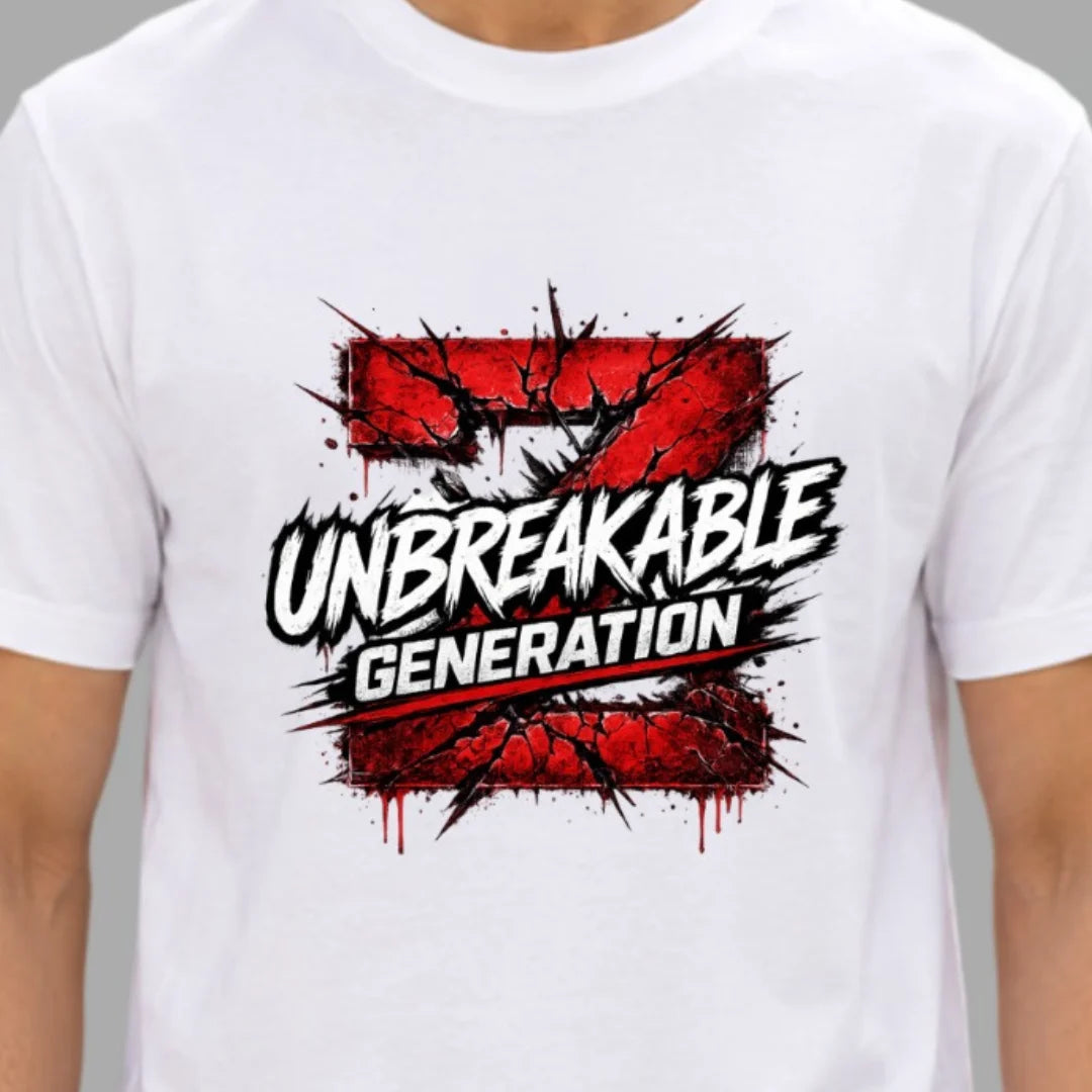 Excello Men's 'Unbreakable Generation Z' Graphic Printed T-Shirt | 180 GSM Pure Cotton Regular Fit