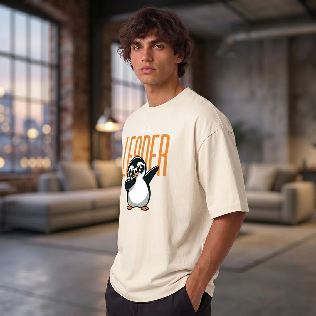 Excello Premium Oversized Graphic T-Shirt | 240 GSM Pure Cotton | Be A Leader