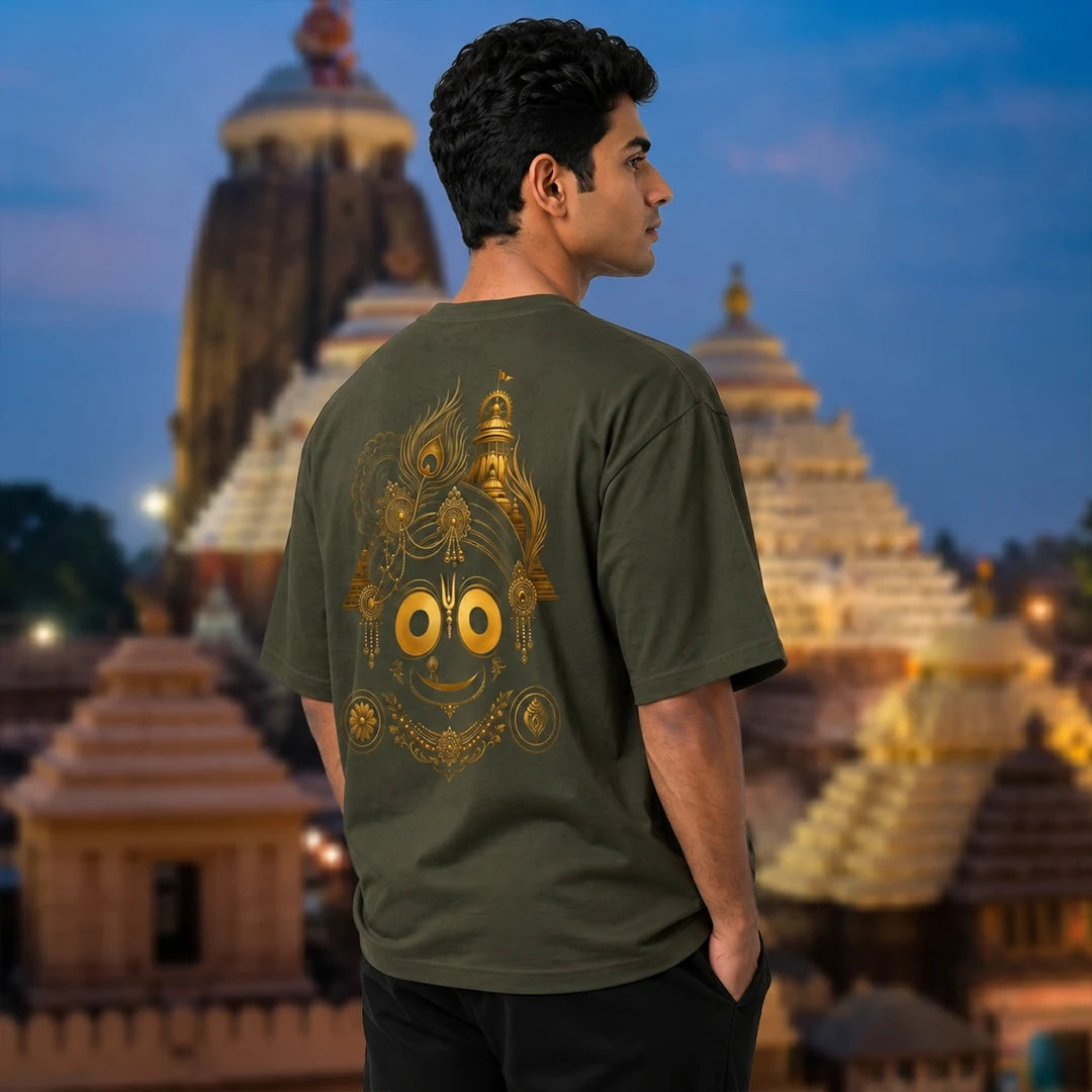 Premium Oversized Jai Jagannath Graphic T-Shirt - 240 GSM Pure Cotton, Soft Biowashed