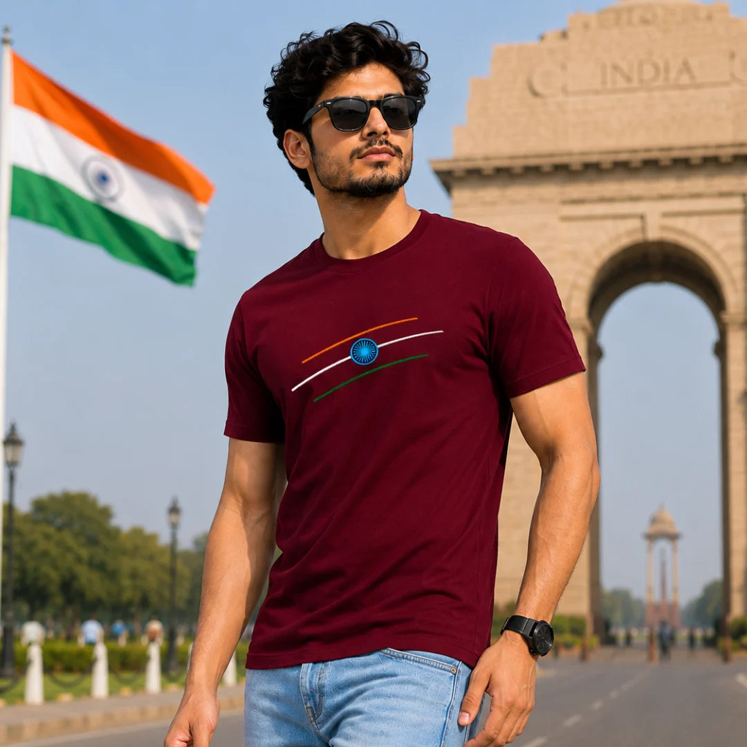 Premium Patriotic Theme Pure Cotton T-Shirt | 180 GSM, Bio-Washed Regular Fit Graphic Tee