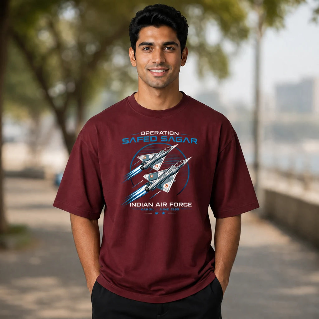 Indian Air Force Operation Safed Sagar Oversized T-Shirt - 240 GSM