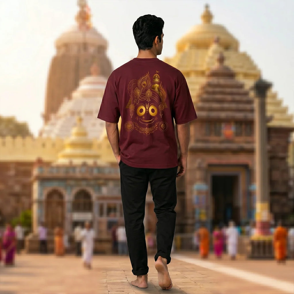 Premium Oversized Jai Jagannath Graphic T-Shirt - 240 GSM Pure Cotton, Soft Biowashed