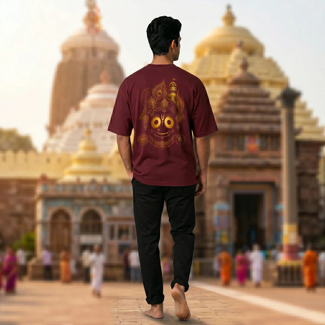 Premium Oversized Jai Jagannath Graphic T-Shirt - 240 GSM Pure Cotton, Soft Biowashed