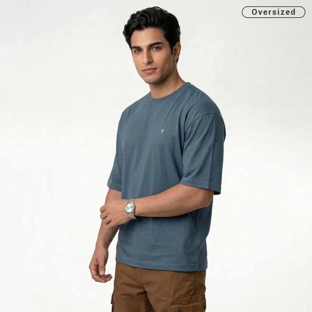 Premium 240 GSM Heavyweight Oversized T-Shirt – 100% Pure Cotton Minimalist Chest Logo Tee