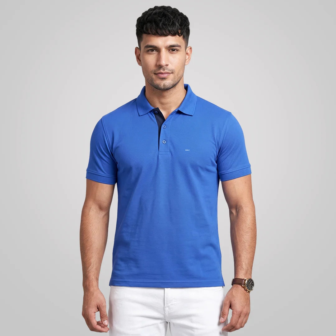 Excello Premium Men's Aeropiq Polo T-Shirt | Wrinkle-Free 100% Nanopoly