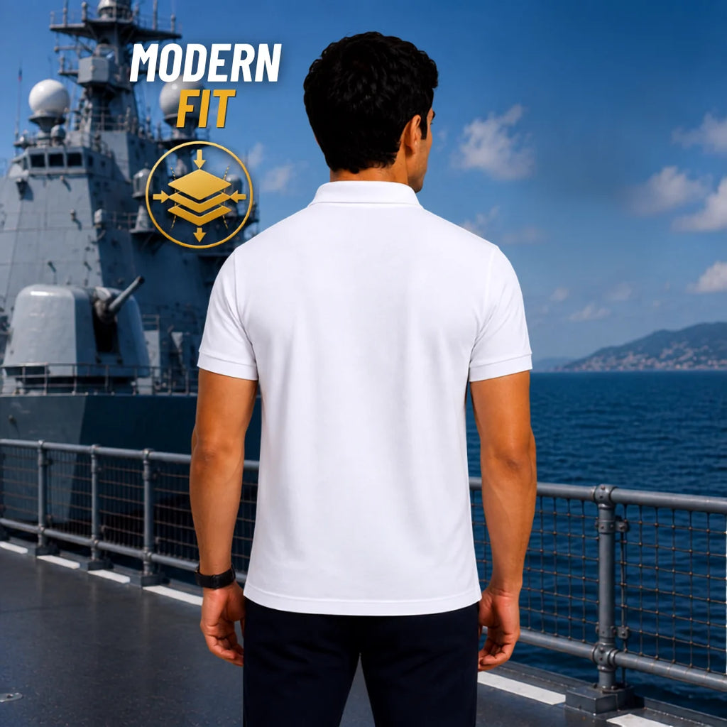 Excello Premium Indian Navy Tribute Polo T-Shirt | 210 GSM Nano Poly Regular Fit