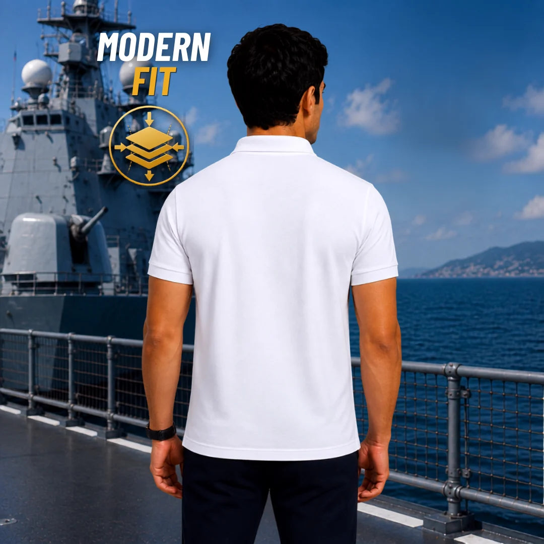 Excello Premium Indian Navy Tribute Polo T-Shirt | 210 GSM Nano Poly Regular Fit