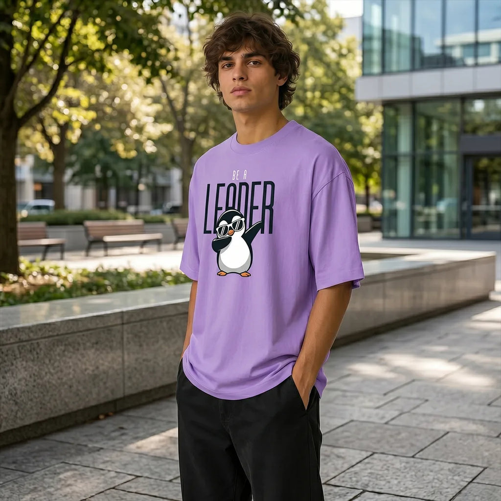 Excello Premium Oversized Graphic T-Shirt | 240 GSM Pure Cotton | Be A Leader