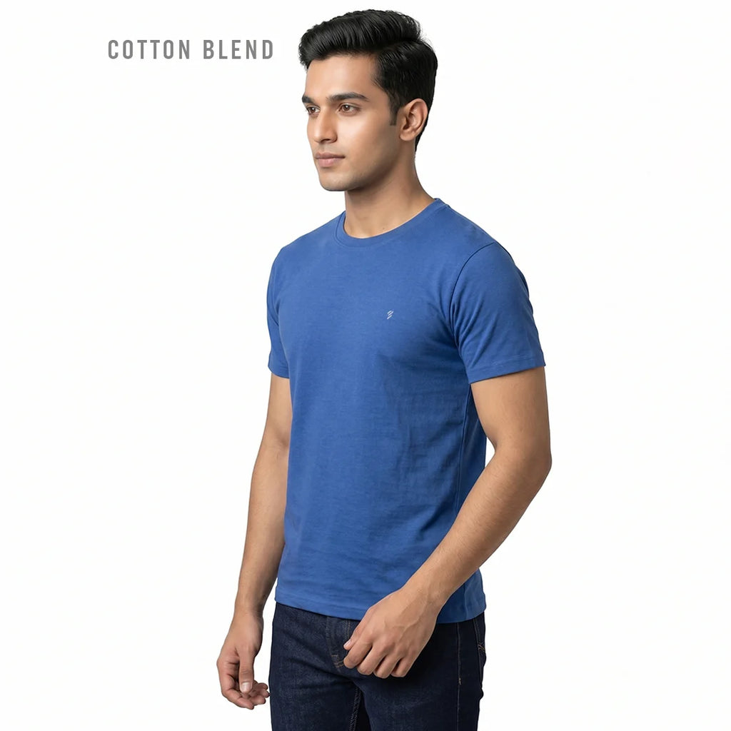 Men's Regular Fit Round Neck T-Shirt – Premium 180 GSM Biowashed Cotton Blend Half Sleeve Tee