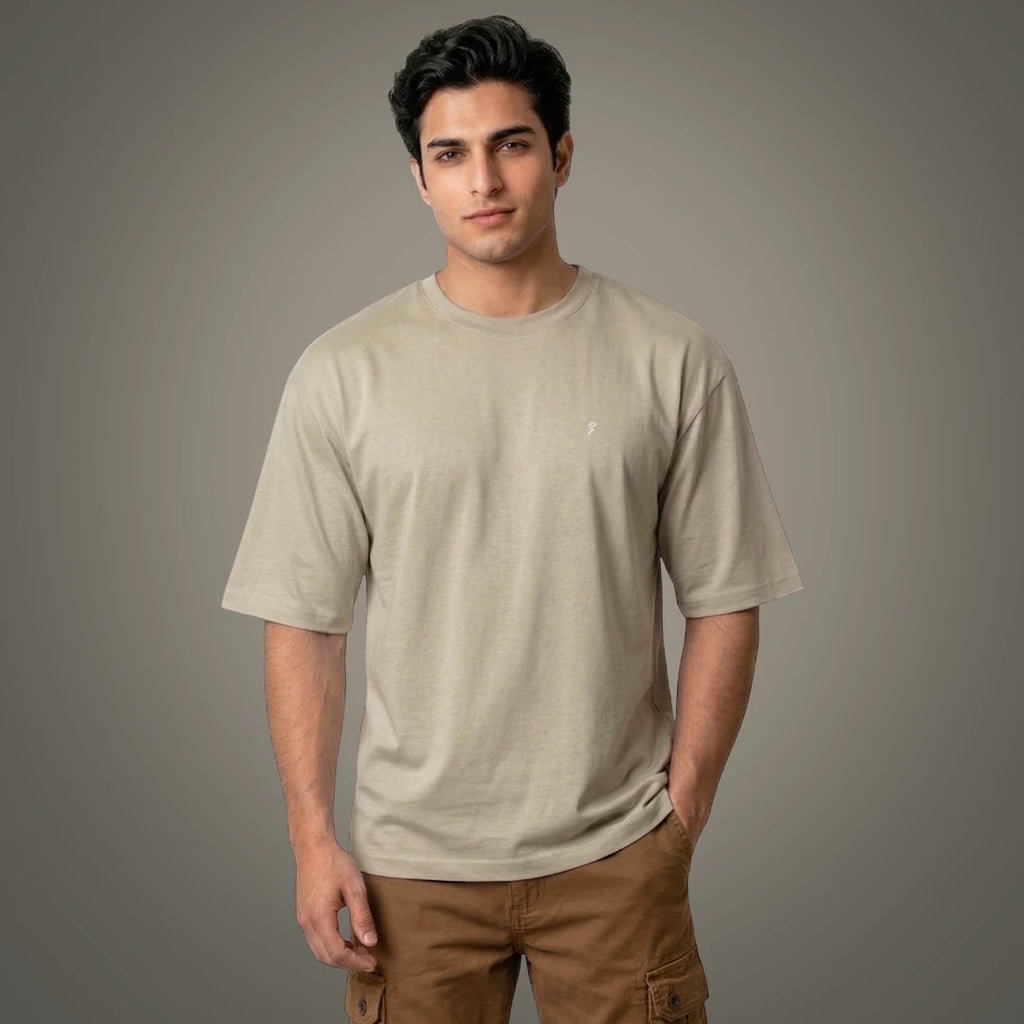 Premium 240 GSM Heavyweight Oversized T-Shirt – 100% Pure Cotton Minimalist Chest Logo Tee