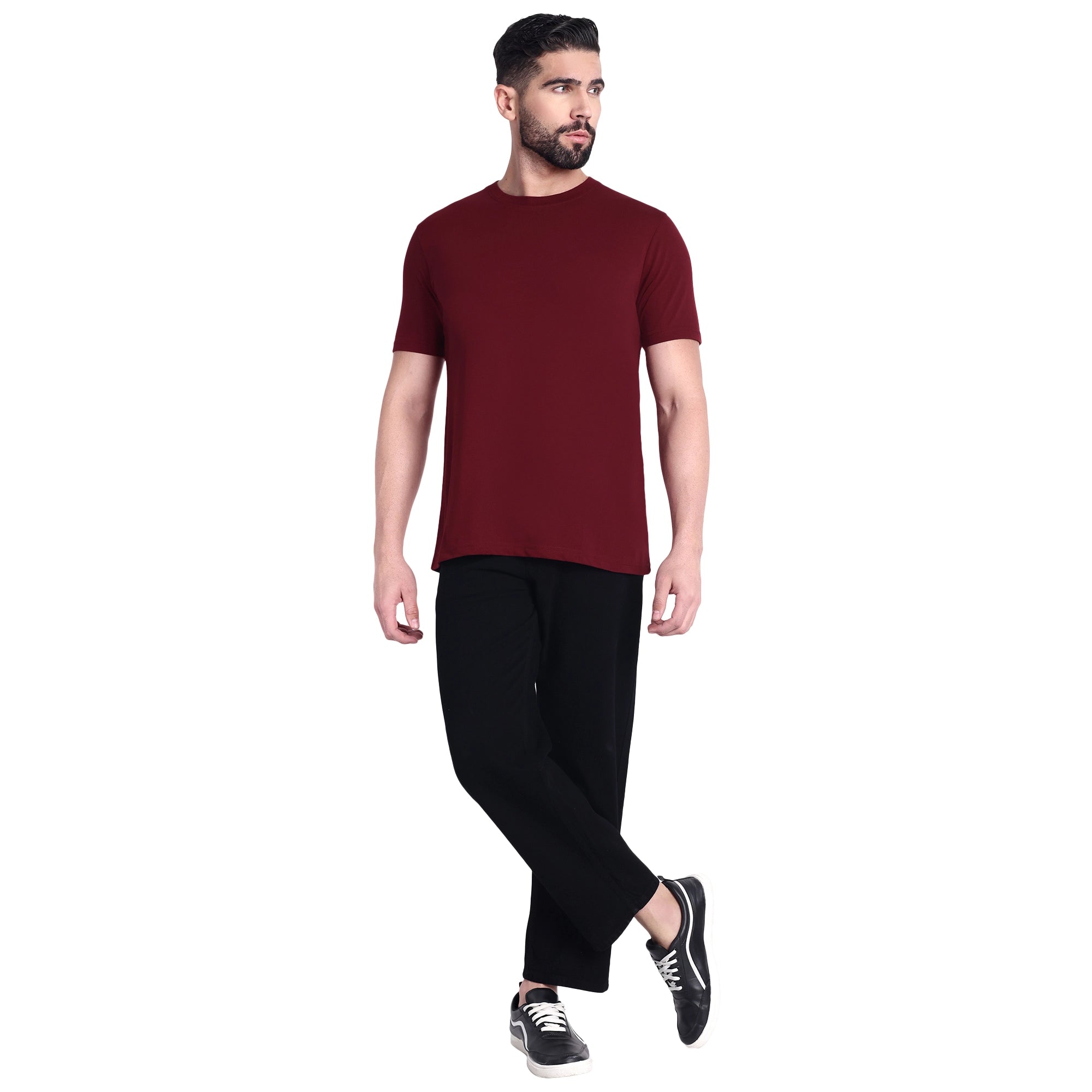 Men’s Premium  Solid Round Neck T-Shirt | Regular Fit Half Sleeve Cotton Essential T-Shirt