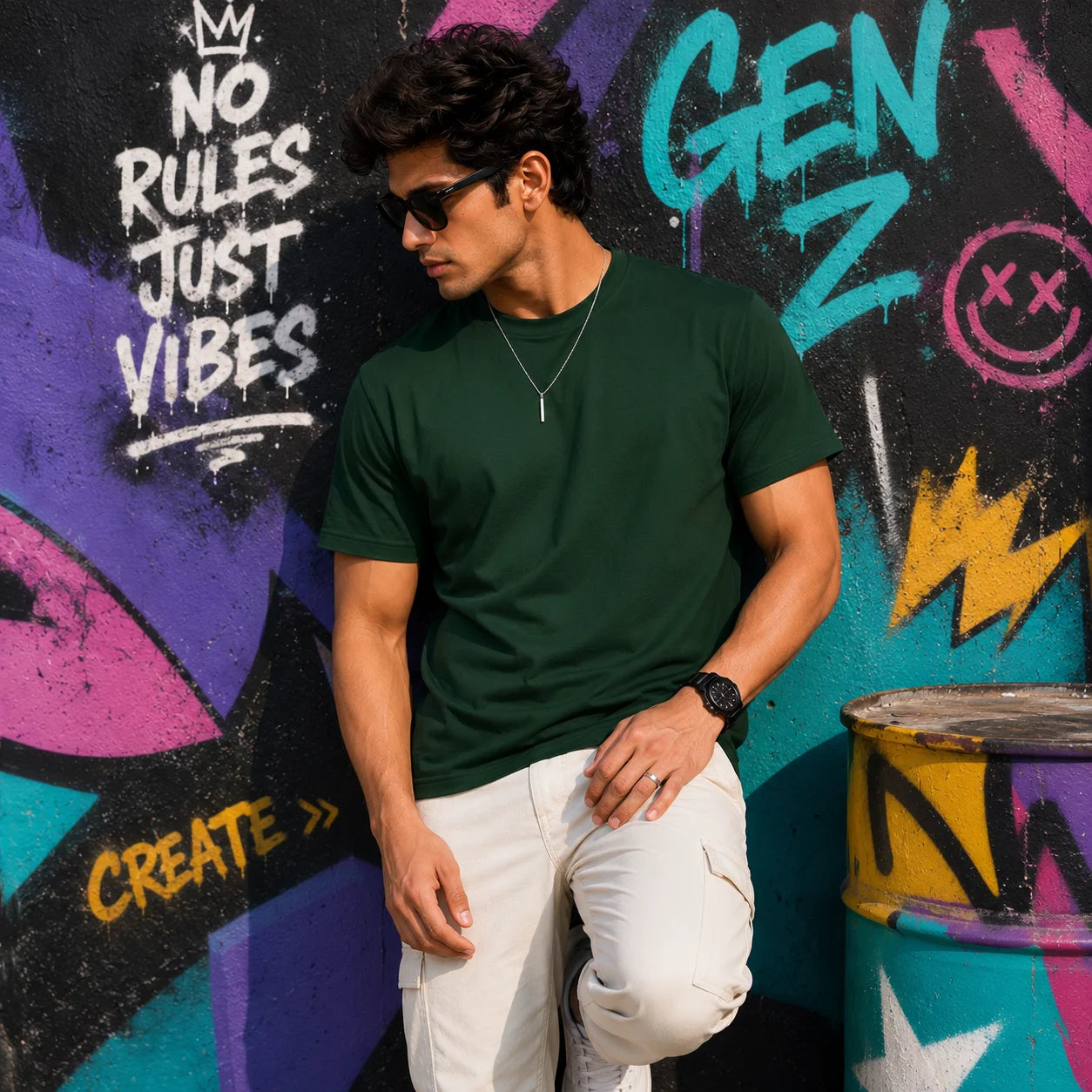 EXCELLO Men’s Plain Cotton T-Shirt (Regular Fit, Round Neck)