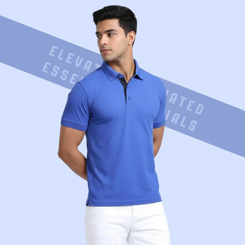 Aeropiq Men’s Premium Polo T-Shirt | 100% Nano Poly with Soft Cotton Feel | 210 GSM Breathable Regular Fit