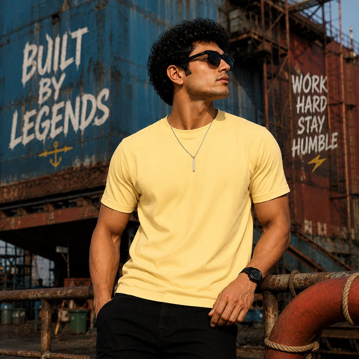 EXCELLO Men’s Plain Cotton T-Shirt (Regular Fit, Round Neck)