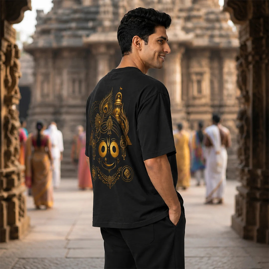 Premium Oversized Jai Jagannath Graphic T-Shirt - 240 GSM Pure Cotton, Soft Biowashed