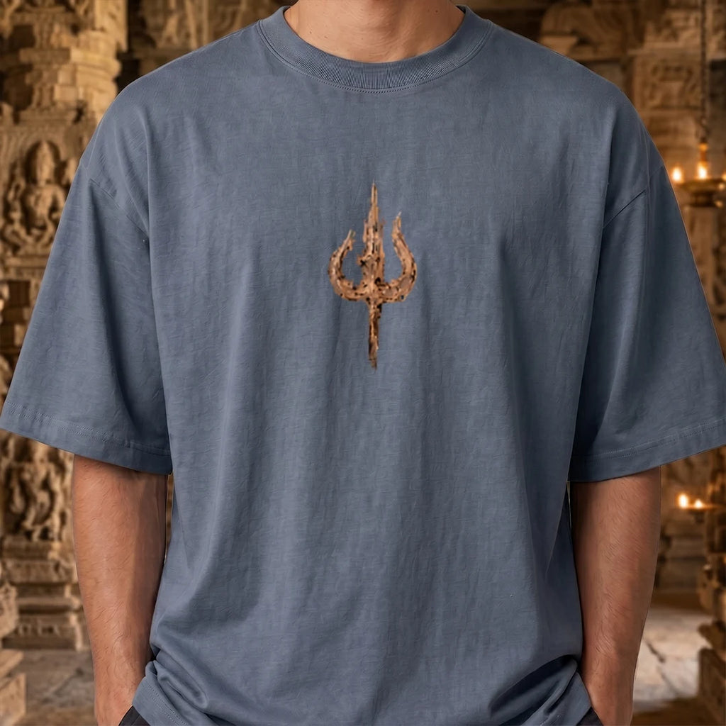Premium Drop Shoulder T-Shirt | Shiva & Parvati Divine Print | 240 GSM Heavyweight