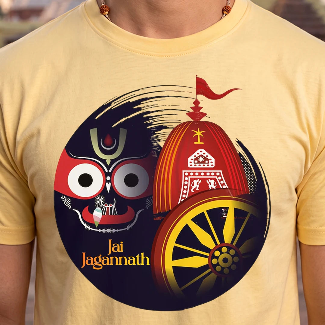 Lord Jagannath Devotional Festival Graphic T-Shirt – 180 GSM Heavyweight Half Sleeve Tee
