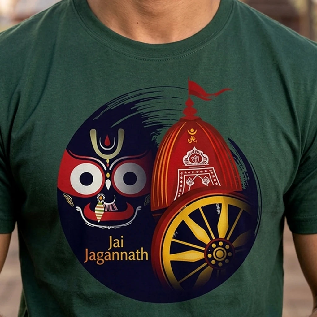 Lord Jagannath Devotional Festival Graphic T-Shirt – 180 GSM Heavyweight Half Sleeve Tee