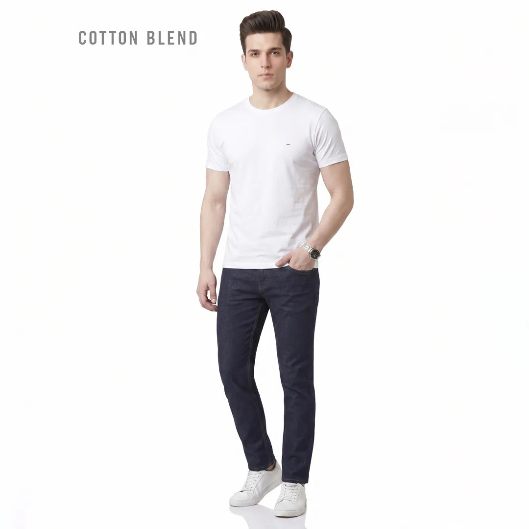 Premium Men's Cotton Blend T-Shirt | 180 GSM Bio-Washed | Excello Embroidered Logo