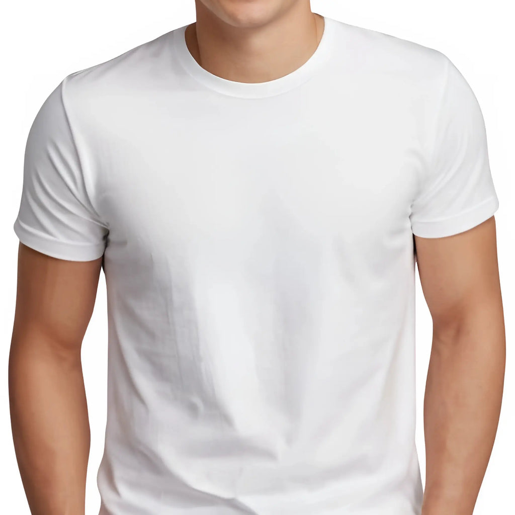 Premium Men's Solid White T-Shirt | 100% Cotton Bio-Washed Round Neck Half Sleeve T-Shirt | Classic Regular Fit Casual Wear