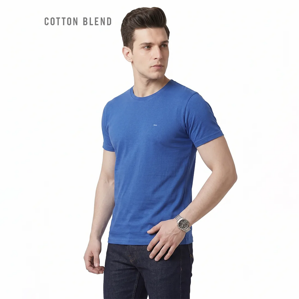 Premium Men's Cotton Blend T-Shirt | 180 GSM Bio-Washed | Excello Embroidered Logo