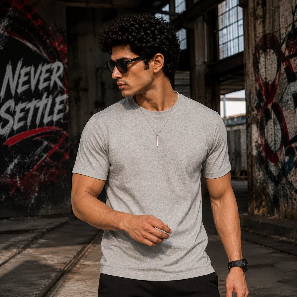 EXCELLO Men’s Plain Cotton T-Shirt (Regular Fit, Round Neck)