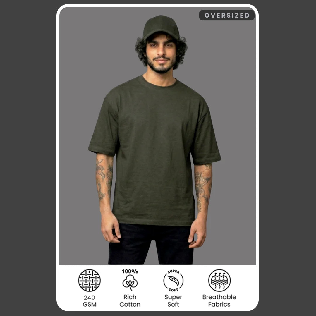 Premium Oversized Heavyweight T-Shirt - 240 GSM 100% Organic Cotton Bio-Washed Streetwear Tee