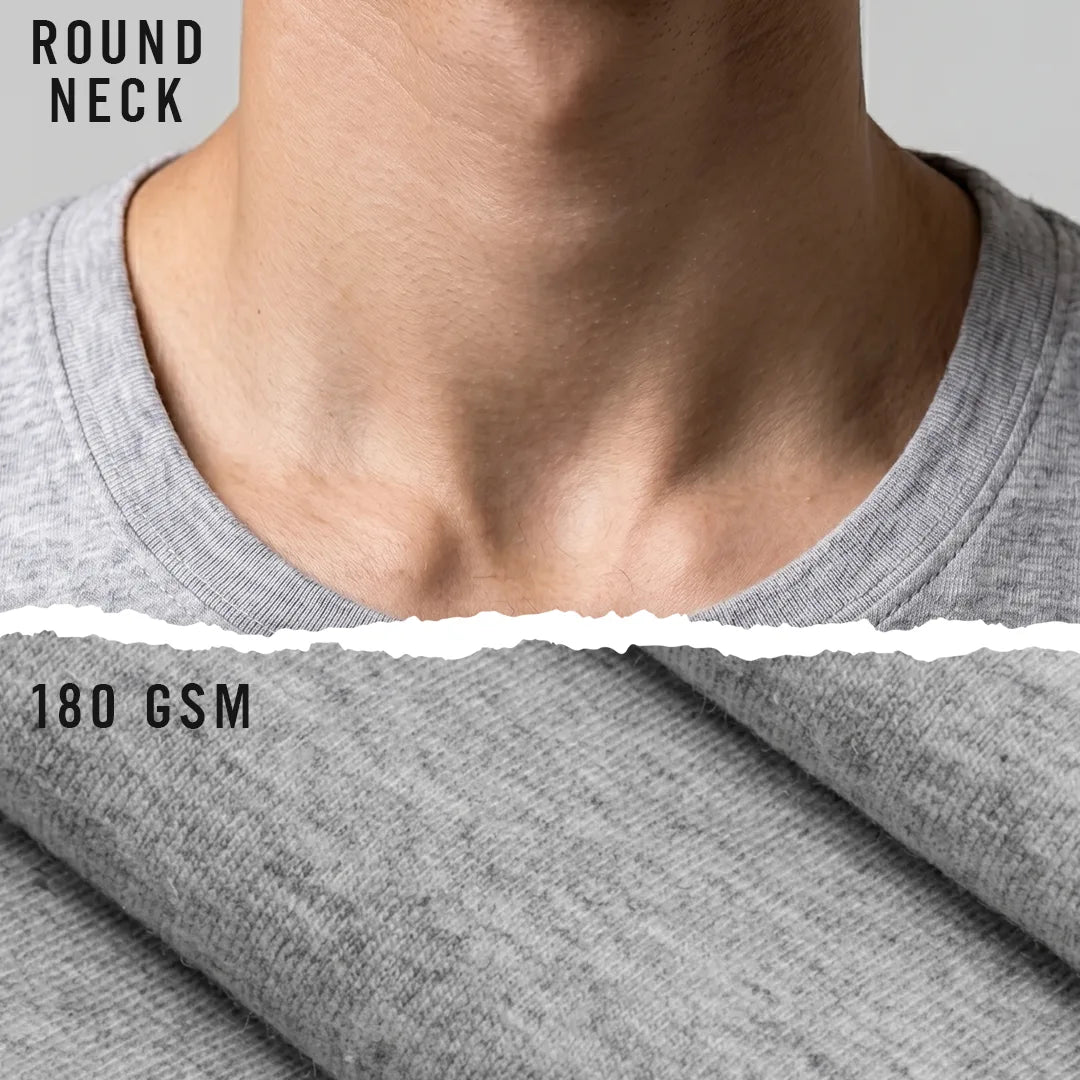 Premium Men's Cotton Blend Round Neck T-Shirt - Regular Fit, 180 GSM, Double Bio-Wash