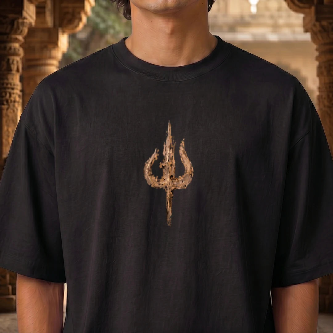 Premium Drop Shoulder T-Shirt | Shiva & Parvati Divine Print | 240 GSM Heavyweight