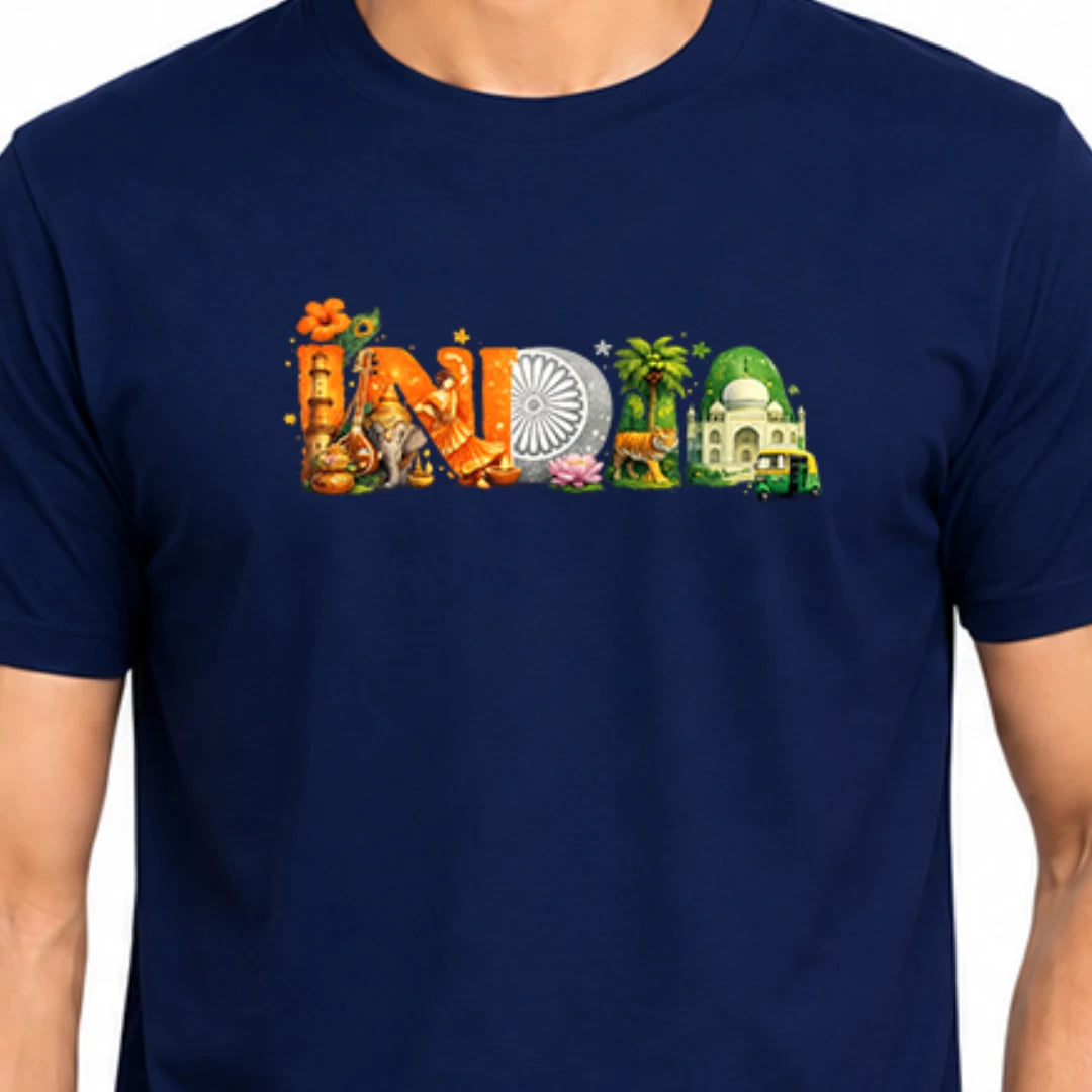 Premium India Heritage Graphic T-Shirt | Independence Edition 180 GSM Pure Cotton Regular Fit Tee
