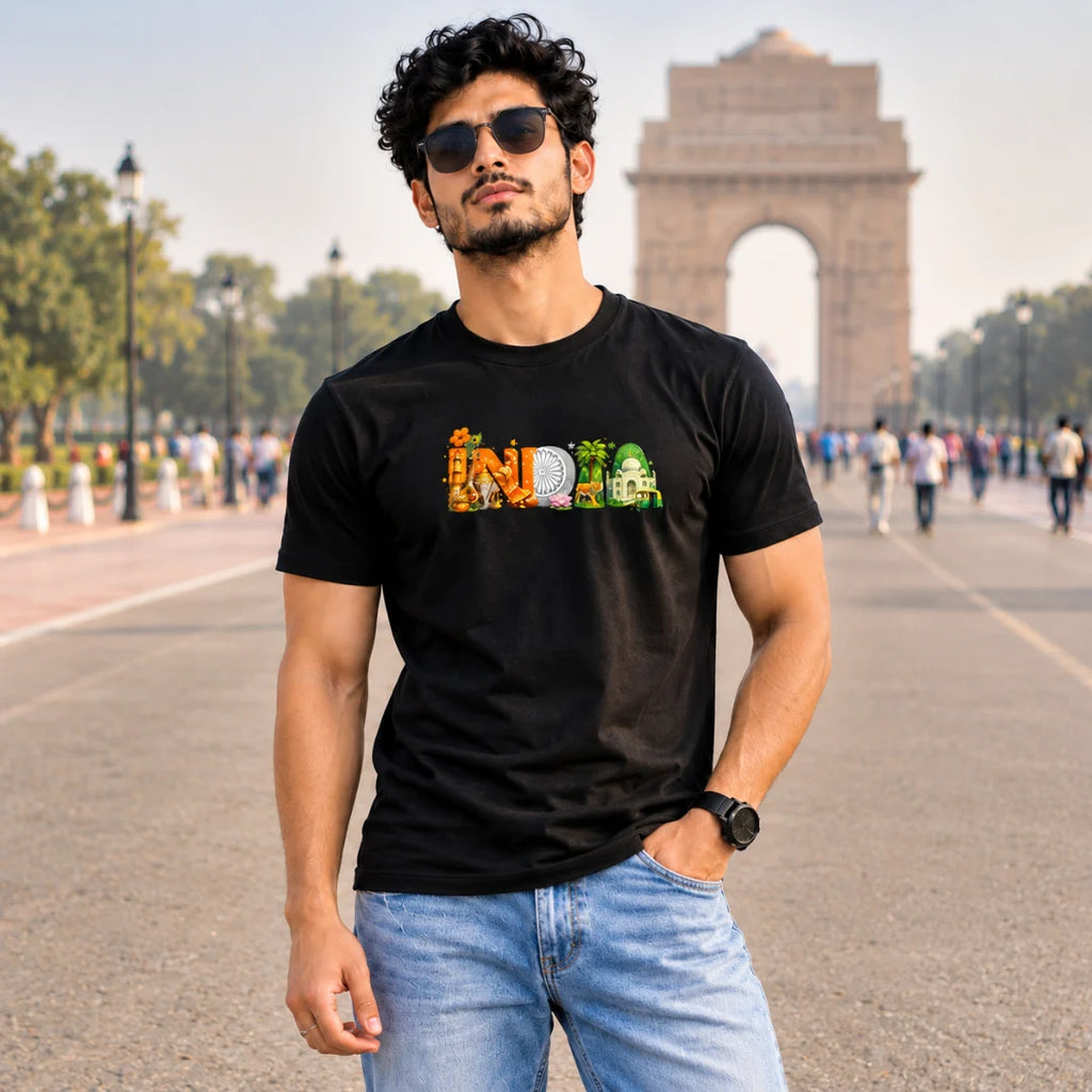 Premium India Heritage Graphic T-Shirt | Independence Edition 180 GSM Pure Cotton Regular Fit Tee