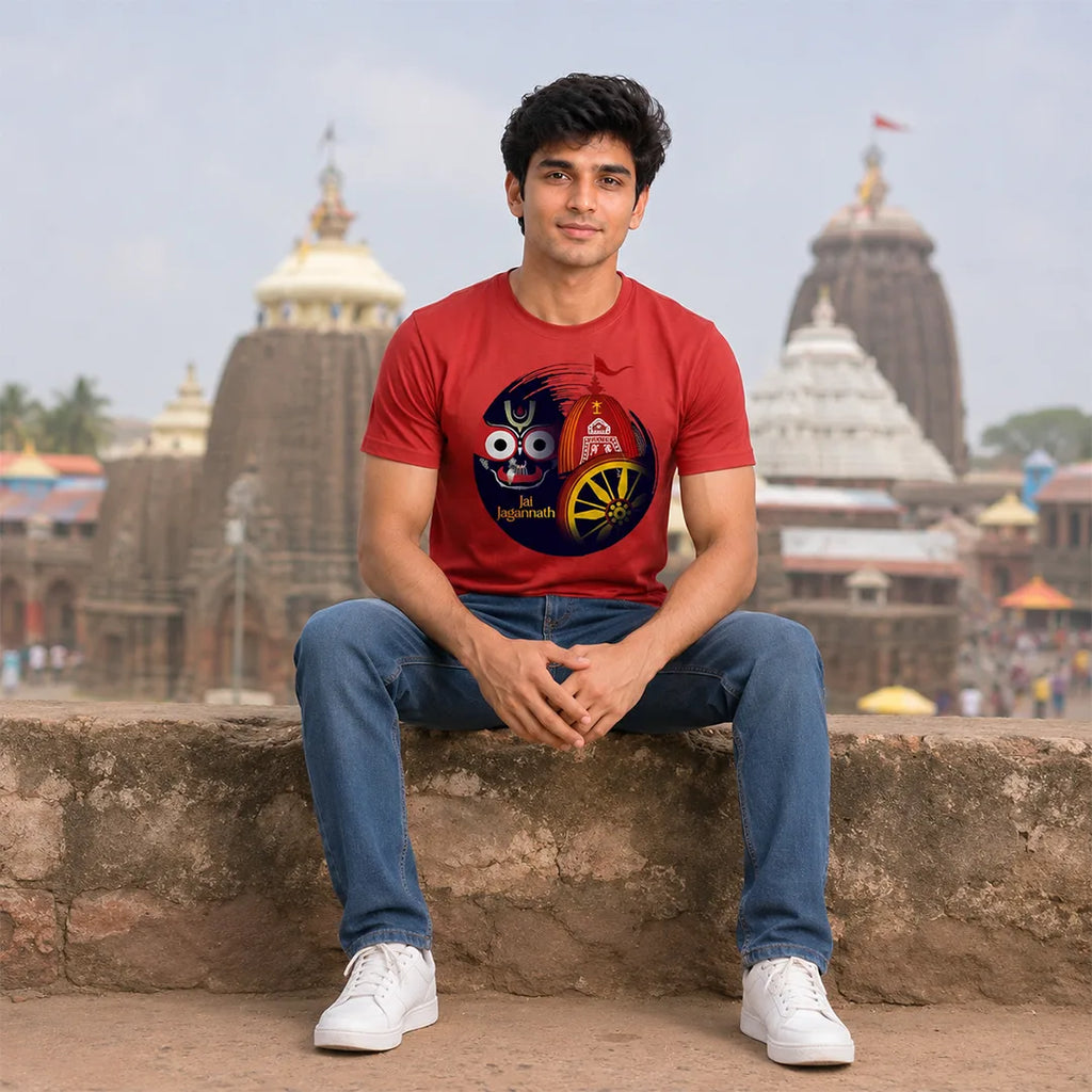 Lord Jagannath Devotional Festival Graphic T-Shirt – 180 GSM Heavyweight Half Sleeve Tee