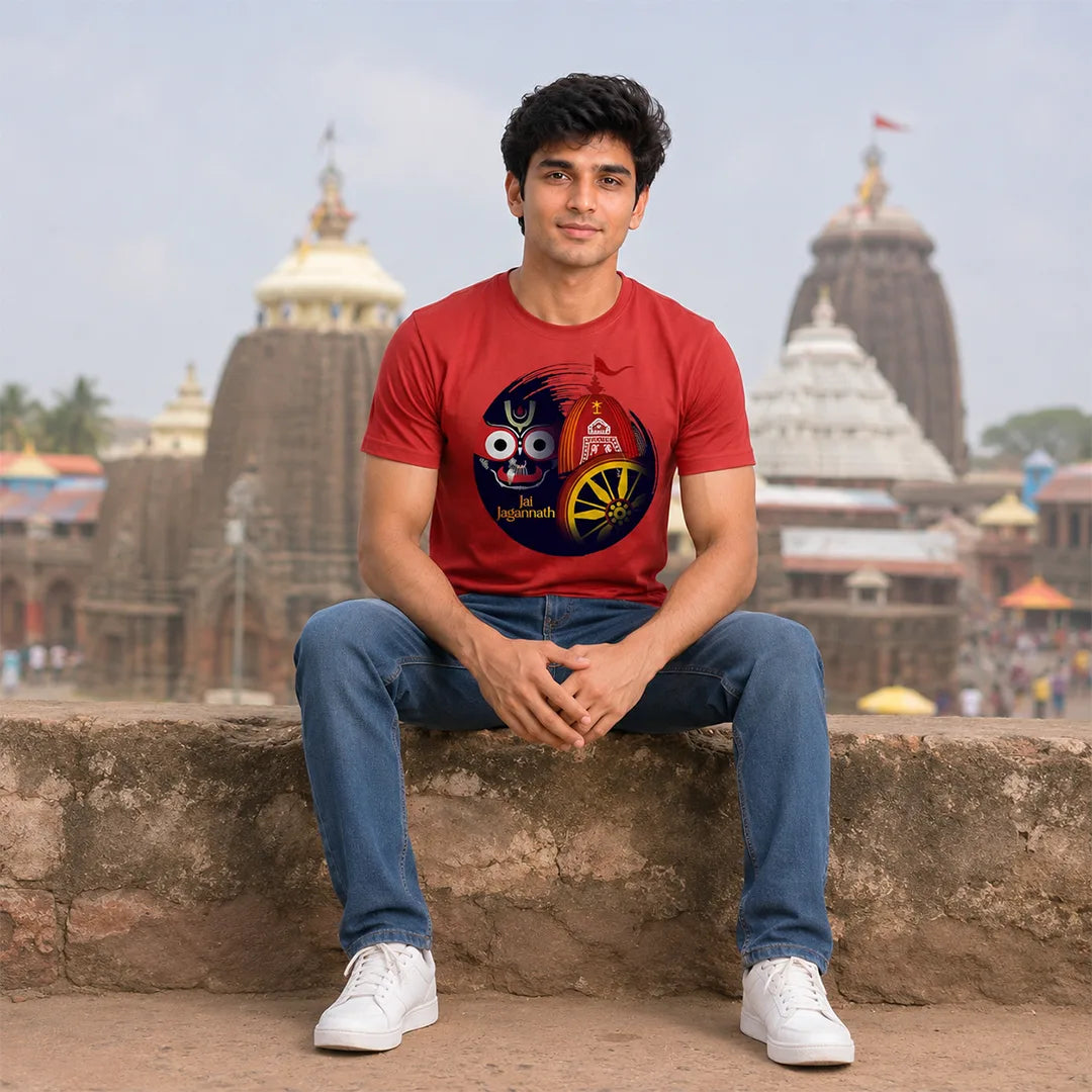 Lord Jagannath Devotional Festival Graphic T-Shirt – 180 GSM Heavyweight Half Sleeve Tee