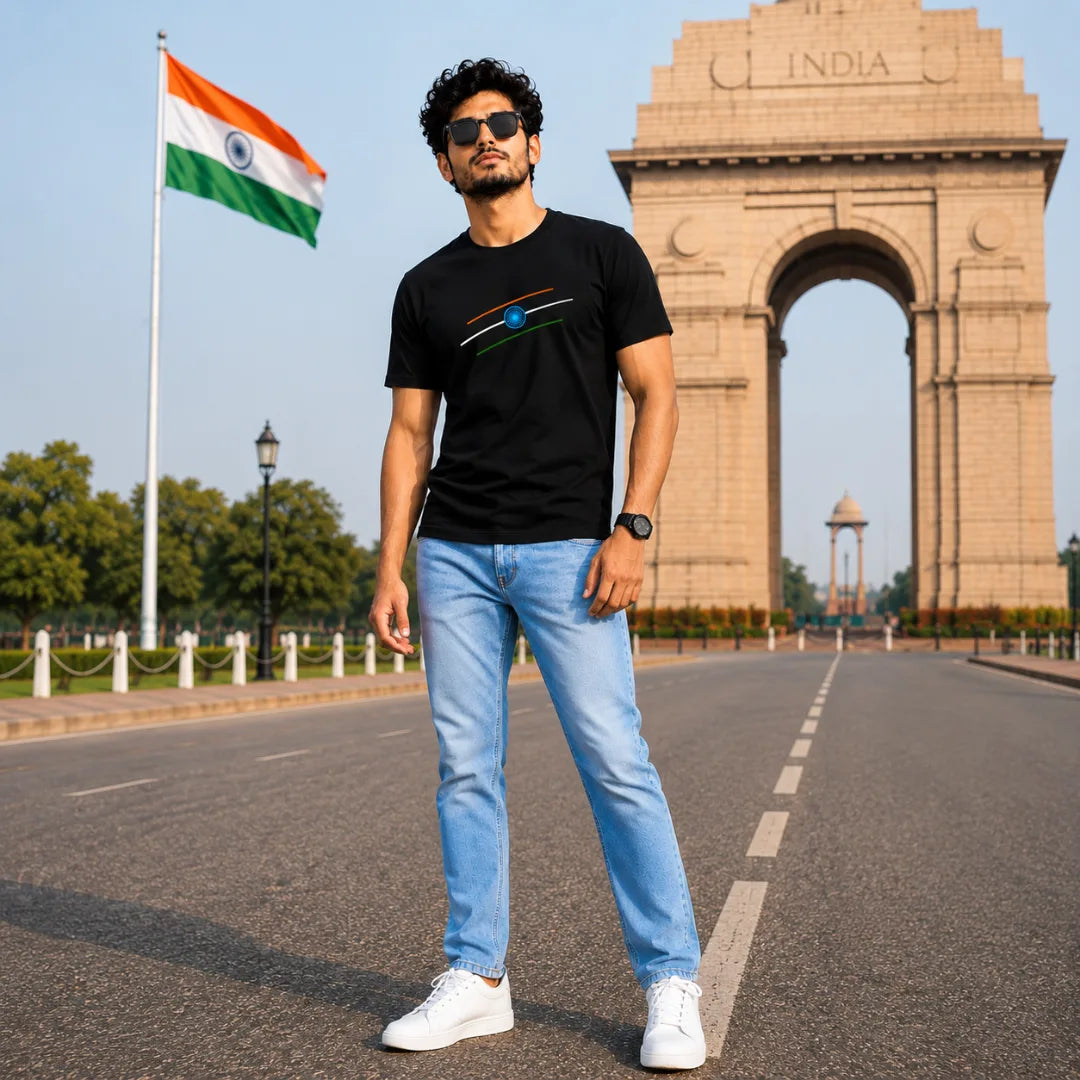 Premium Patriotic Theme Pure Cotton T-Shirt | 180 GSM, Bio-Washed Regular Fit Graphic Tee