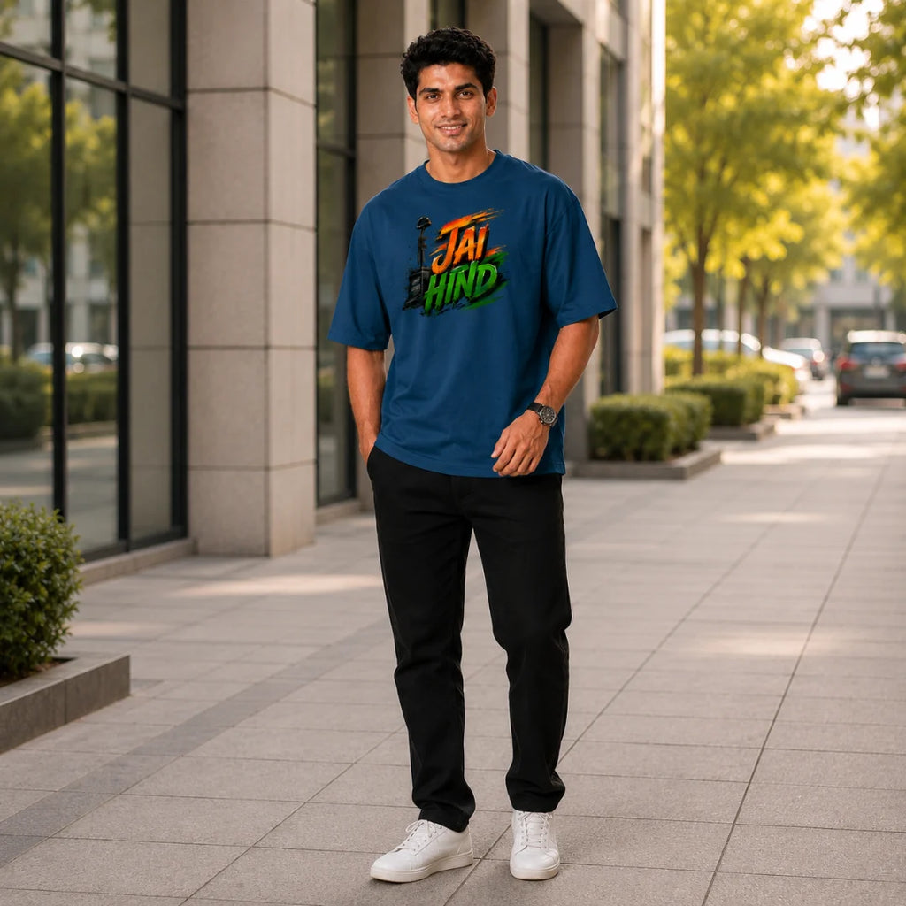 Indian Patriot Jai Hind Graphic Oversized T-Shirt - Heavyweight 240 GSM