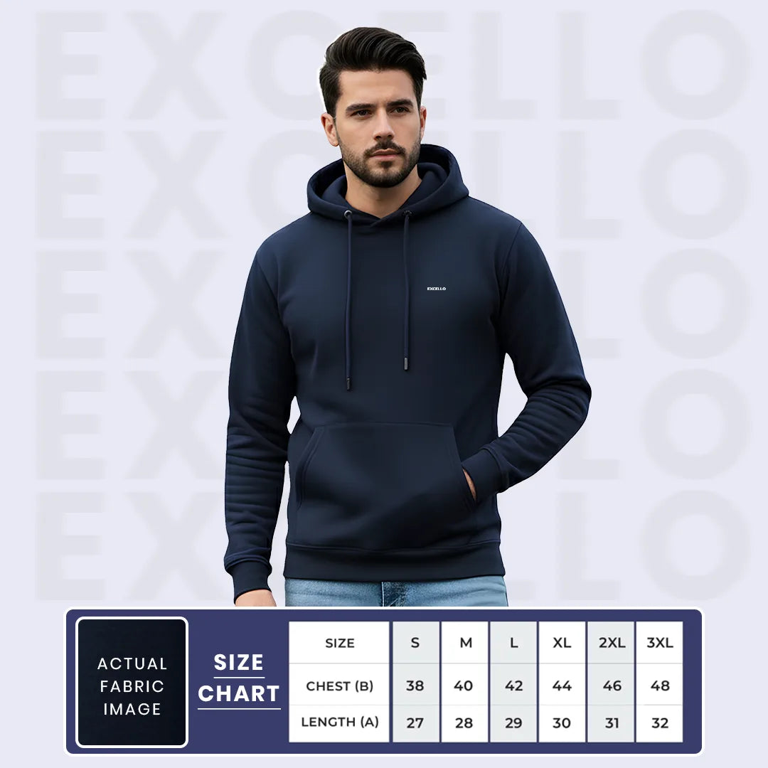 Excello Men’s Premium  Hoodie | Heavyweight Cotton | Bio-Washed Winter Pullover Hoodies