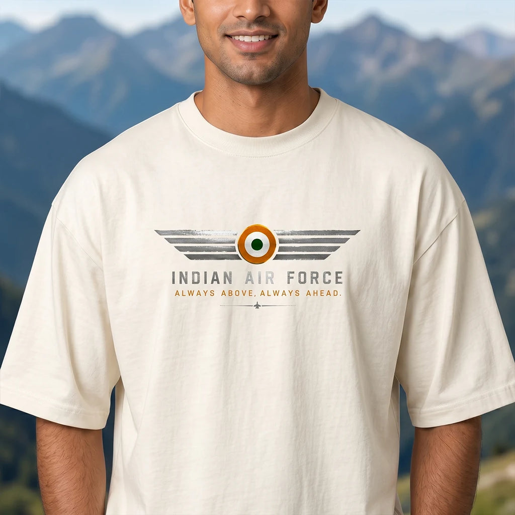 Men's India Air Force Eagle Graphic T-Shirt - 240 GSM Oversized