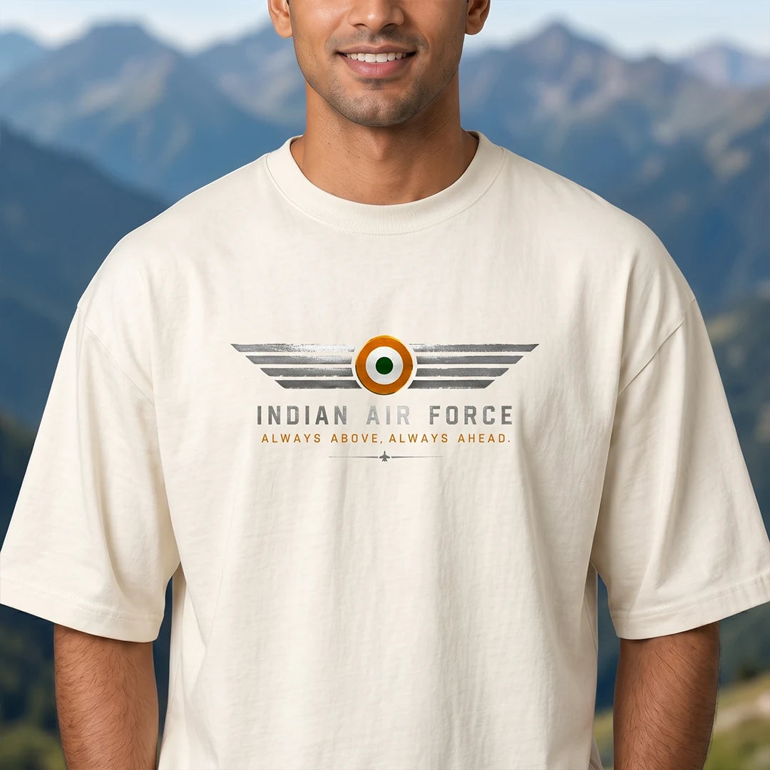 Men's India Air Force Eagle Graphic T-Shirt - 240 GSM Oversized