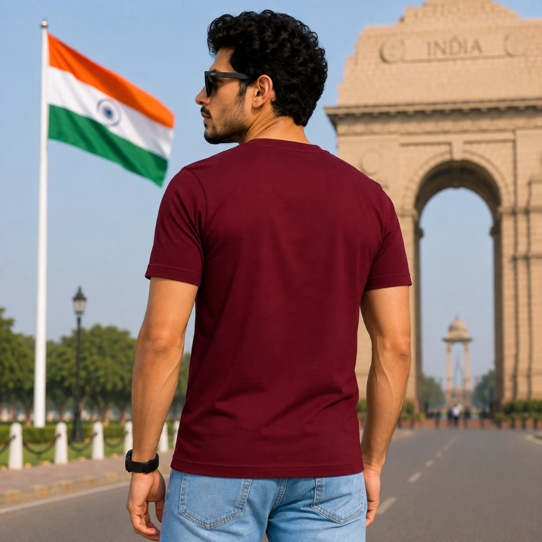 Premium Patriotic Theme Pure Cotton T-Shirt | 180 GSM, Bio-Washed Regular Fit Graphic Tee