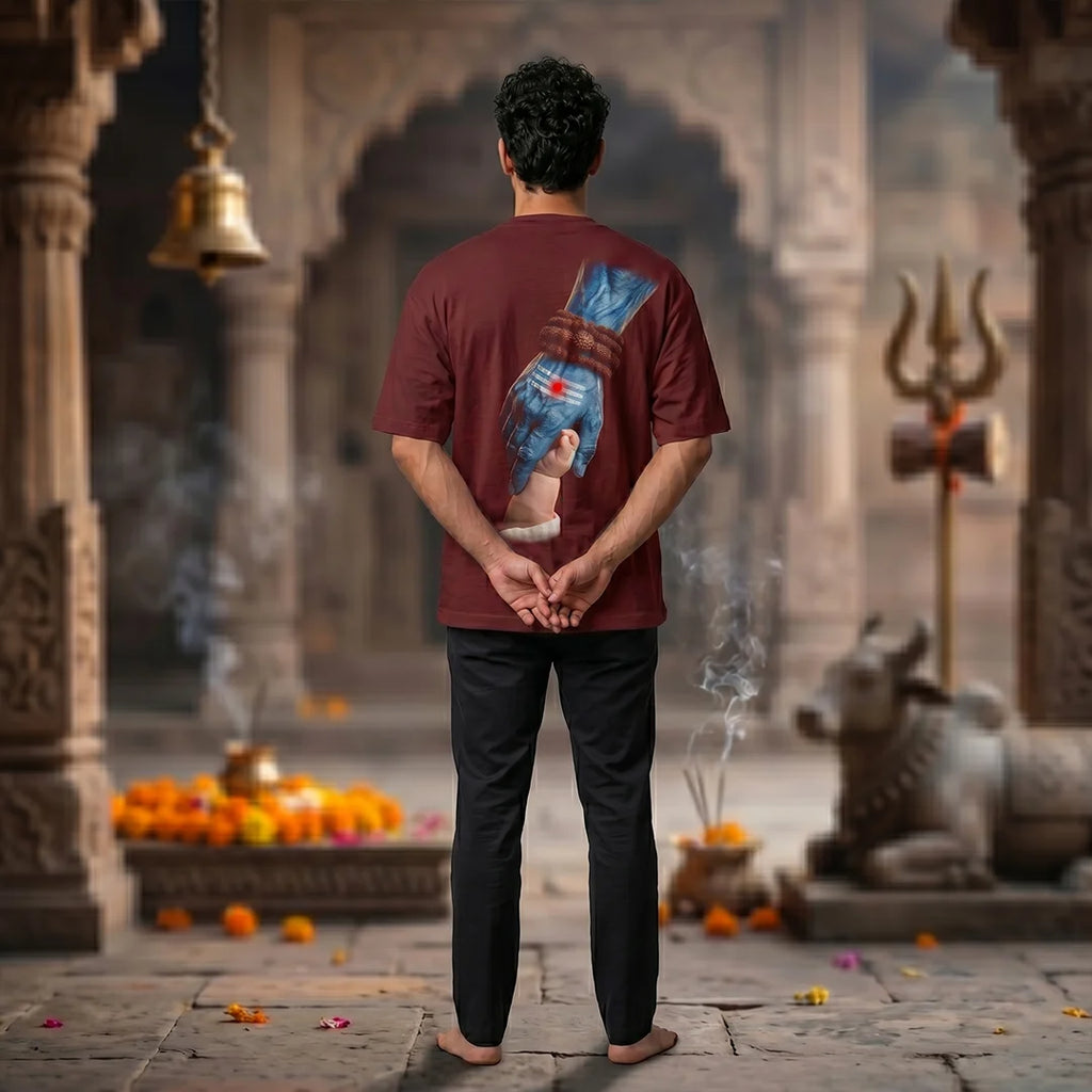 Mahadev Art Printed Heavyweight Oversized Tee | 240 GSM Breathable Drop Shoulder T-Shirt