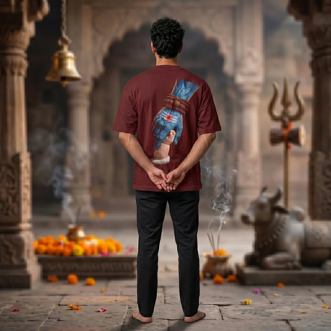 Mahadev Art Printed Heavyweight Oversized Tee | 240 GSM Breathable Drop Shoulder T-Shirt