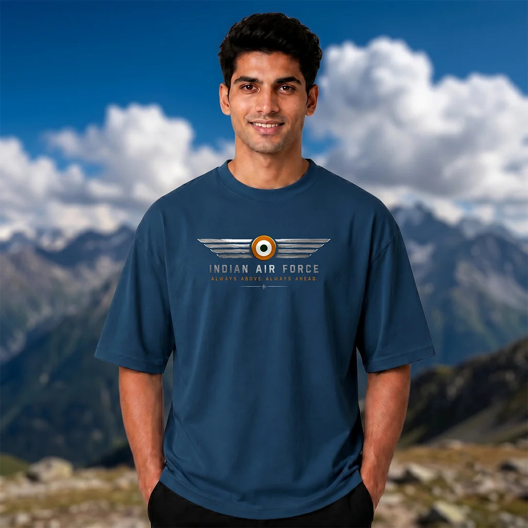 Men's India Air Force Eagle Graphic T-Shirt - 240 GSM Oversized