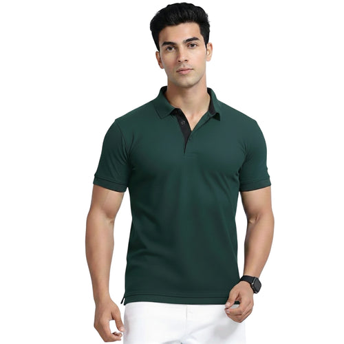 Aeropiq Men’s Premium Polo T-Shirt | 100% Nano Poly with Soft Cotton Feel | 210 GSM Breathable Regular Fit