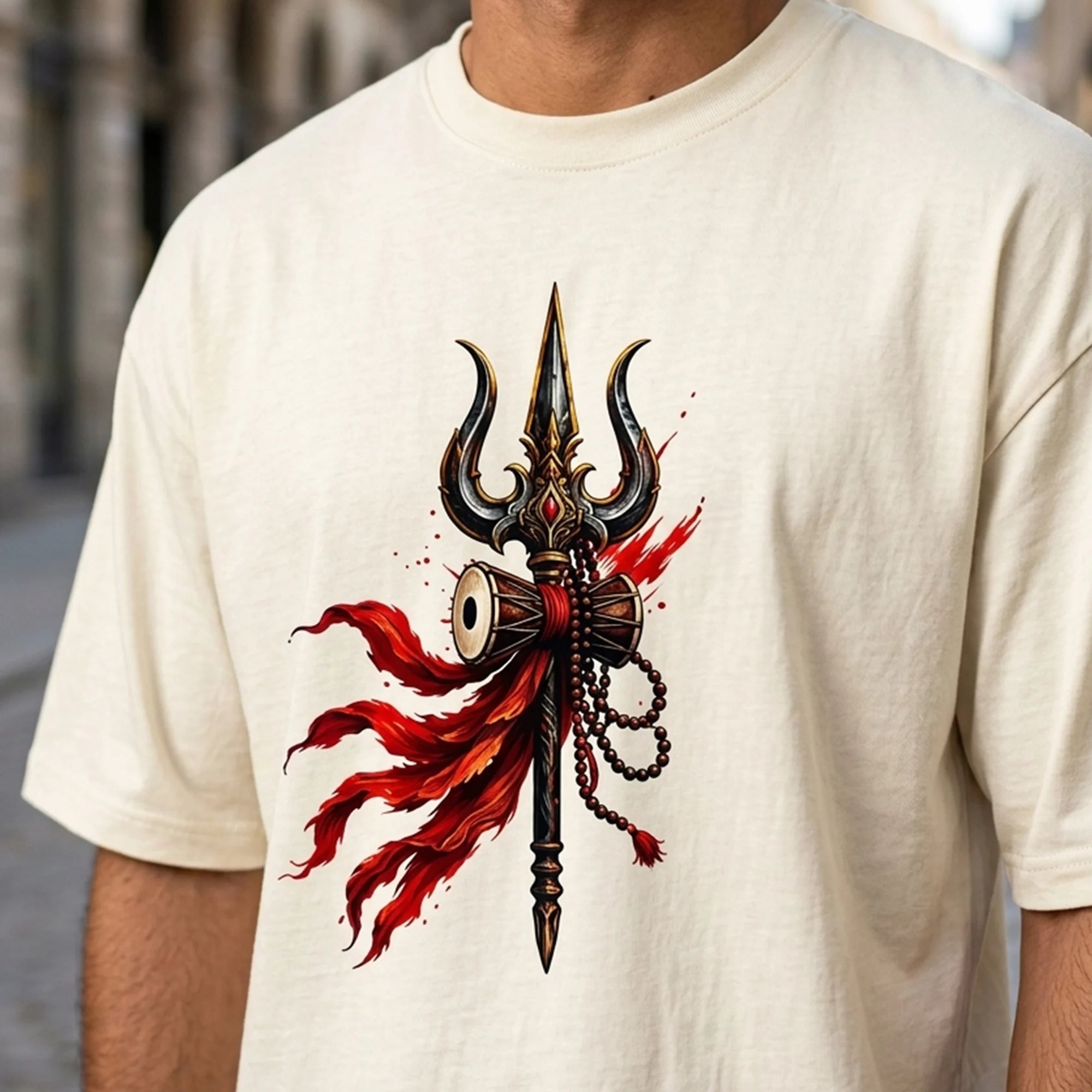 Mahakal Lord Shiva Printed Oversized T-Shirt for Men | Premium 240 GSM Heavyweight Cotton Graphic Streetwear Tee