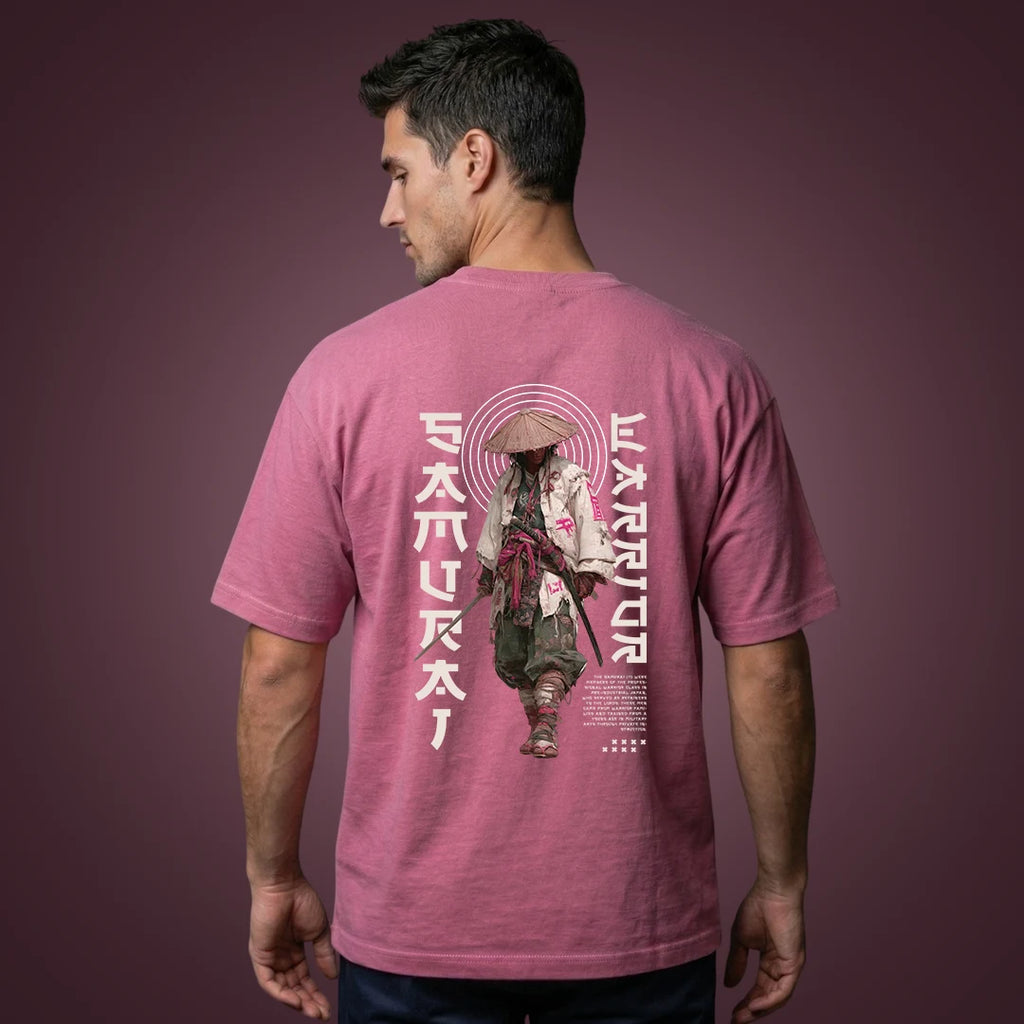 "Samurai Warrior" Graphic Oversized T-Shirt – Onion Pink